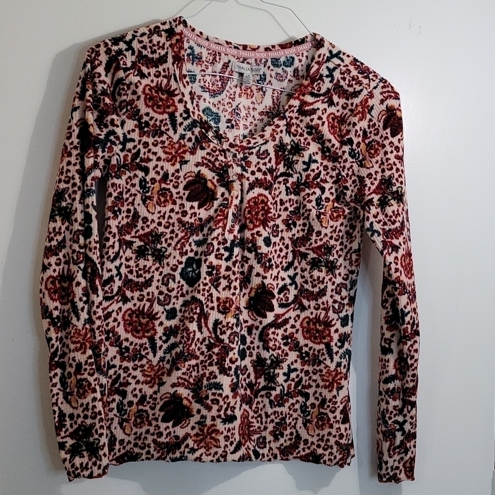 Thalia Sodi Women's Longsleeve Floral Thermal Top Size Large